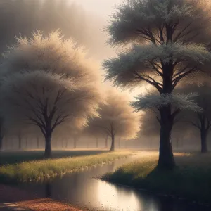Radiant Winter Sunset over Forest
