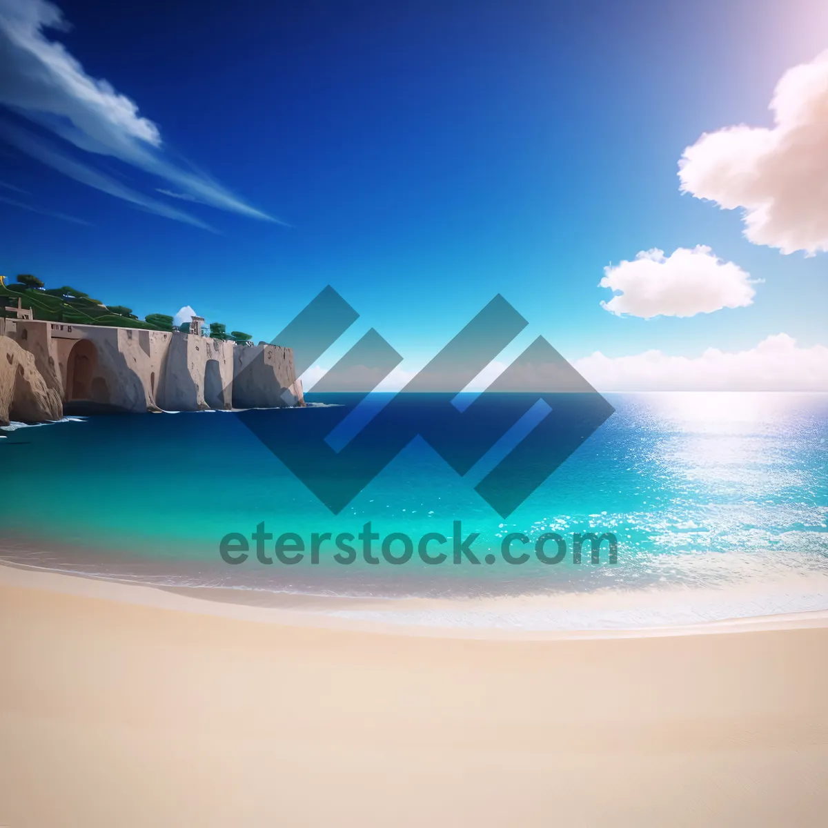 Picture of Serene Coastal Bliss: Sun-kissed Waves on Turquoise Paradise Beach