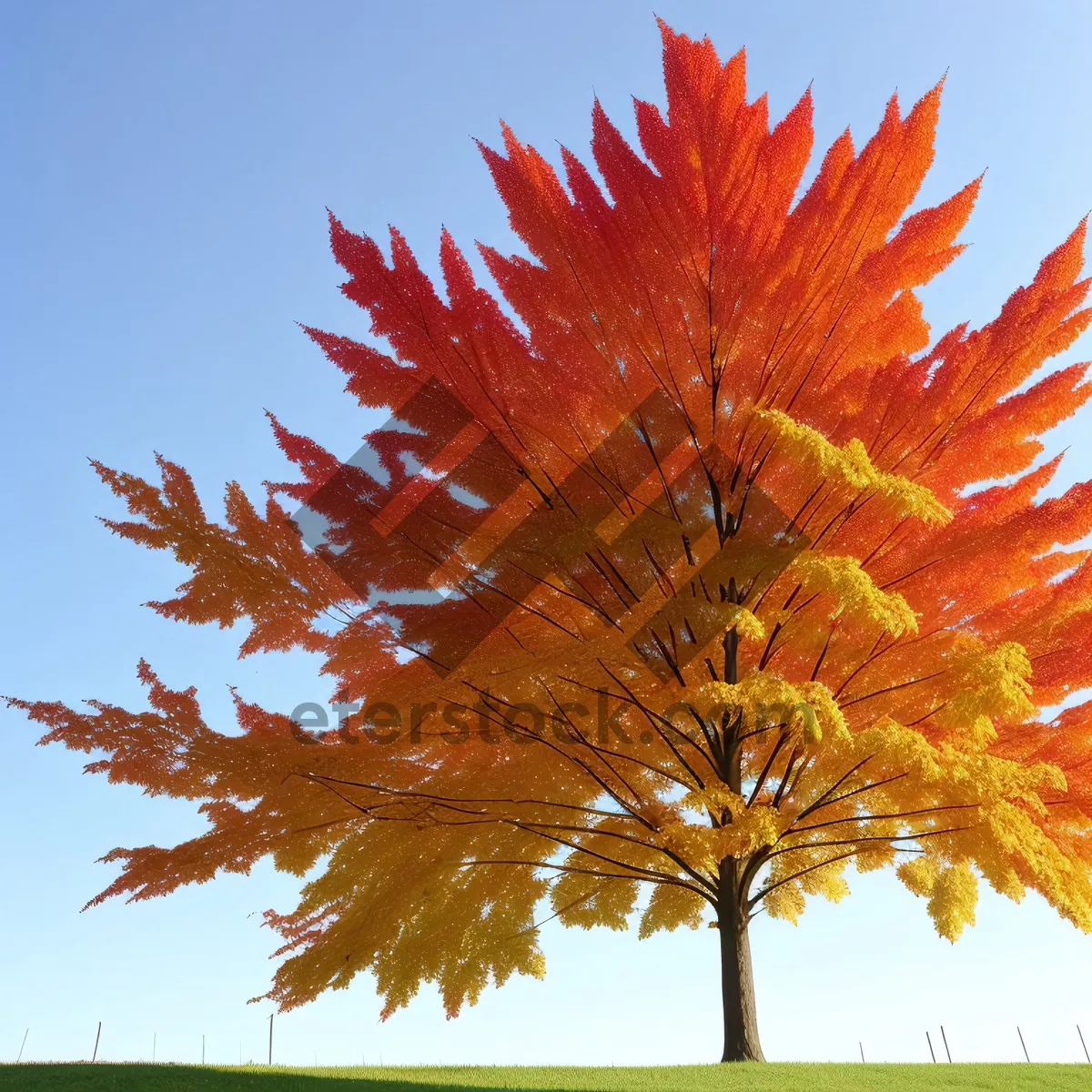 Picture of Autumn Foliage: Colorful Maple Leaves in the Forest