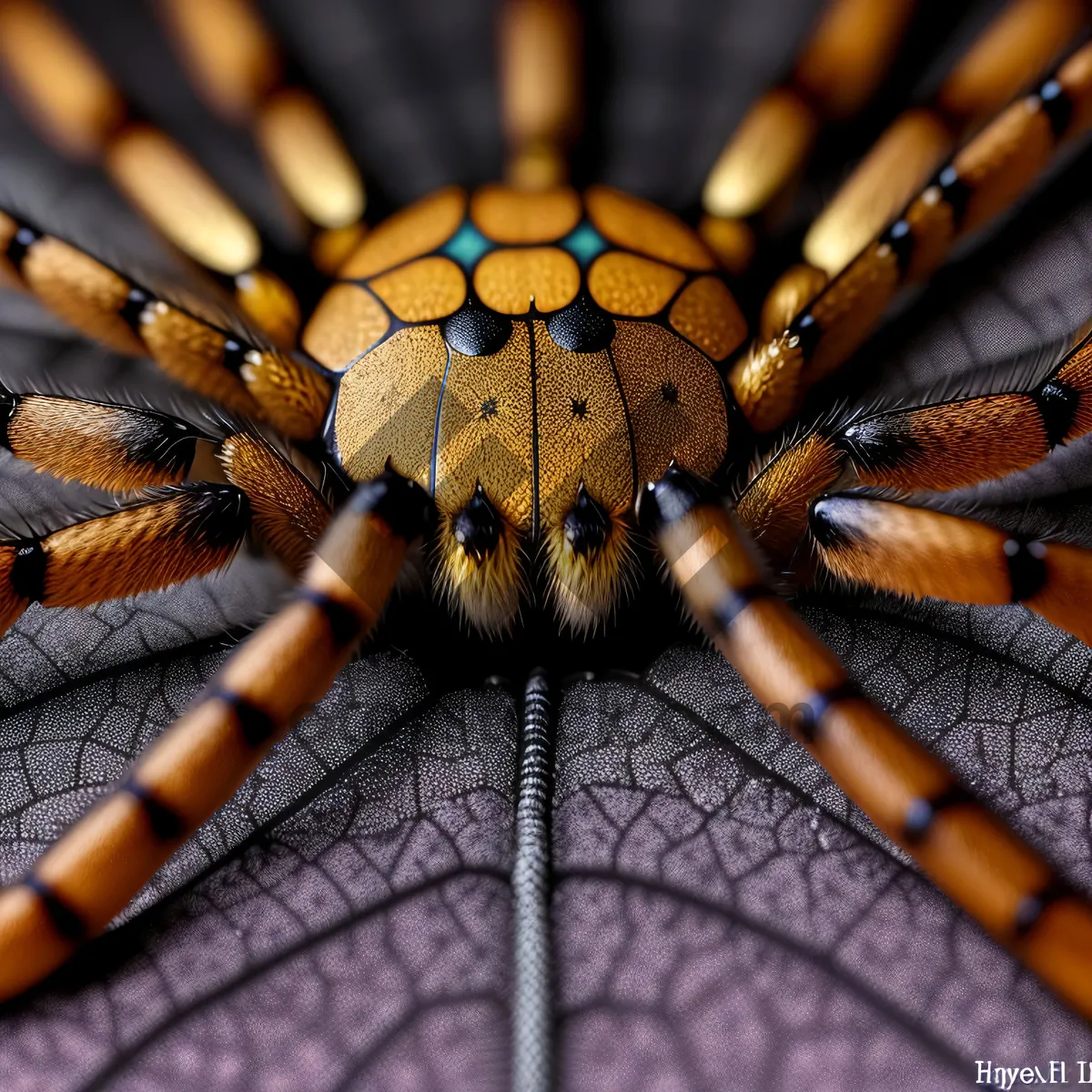 Picture of Black and Gold Garden Spider: Elegant Arachnid in Nature