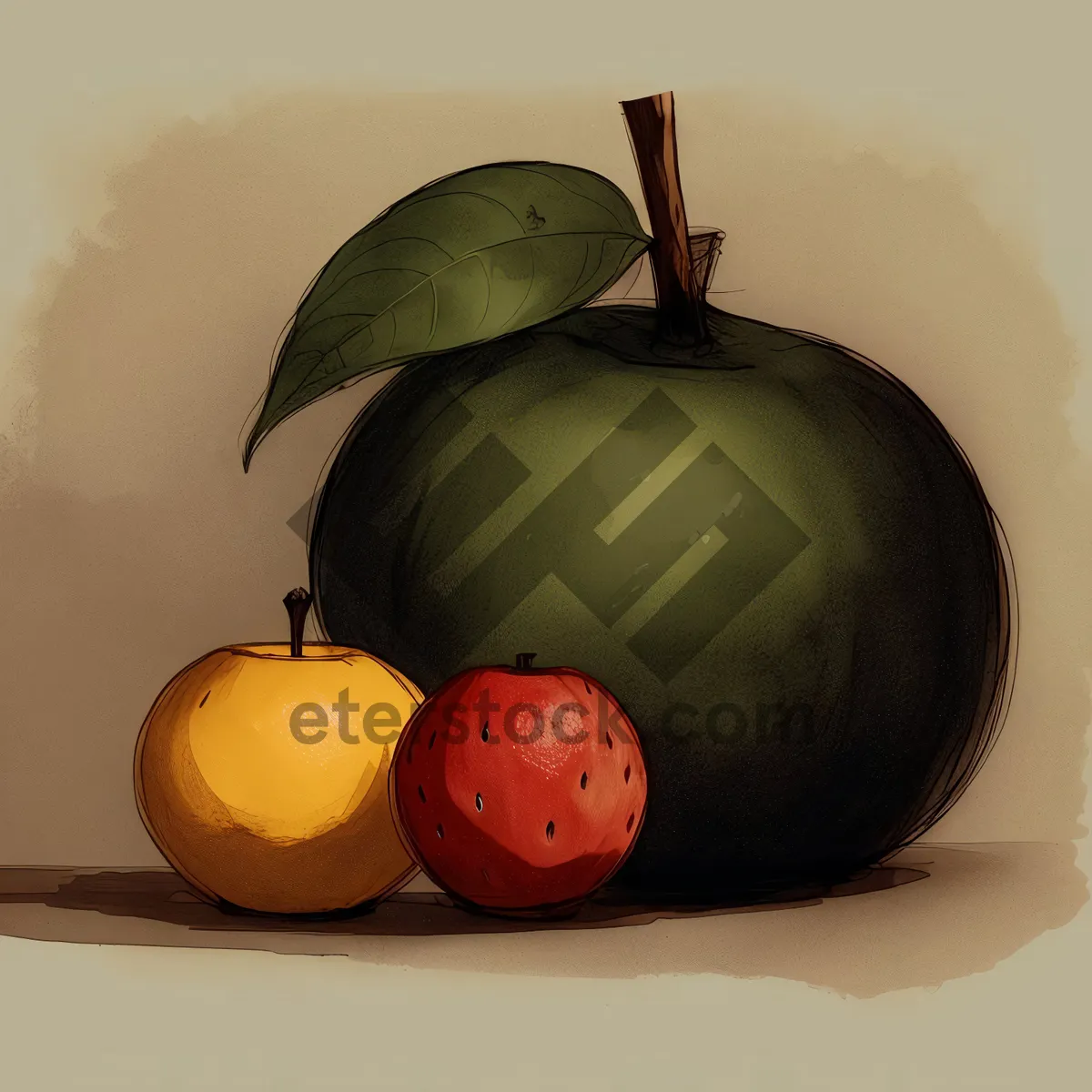 Picture of Glistening Golden Delicious Fruit in Festive Ornament