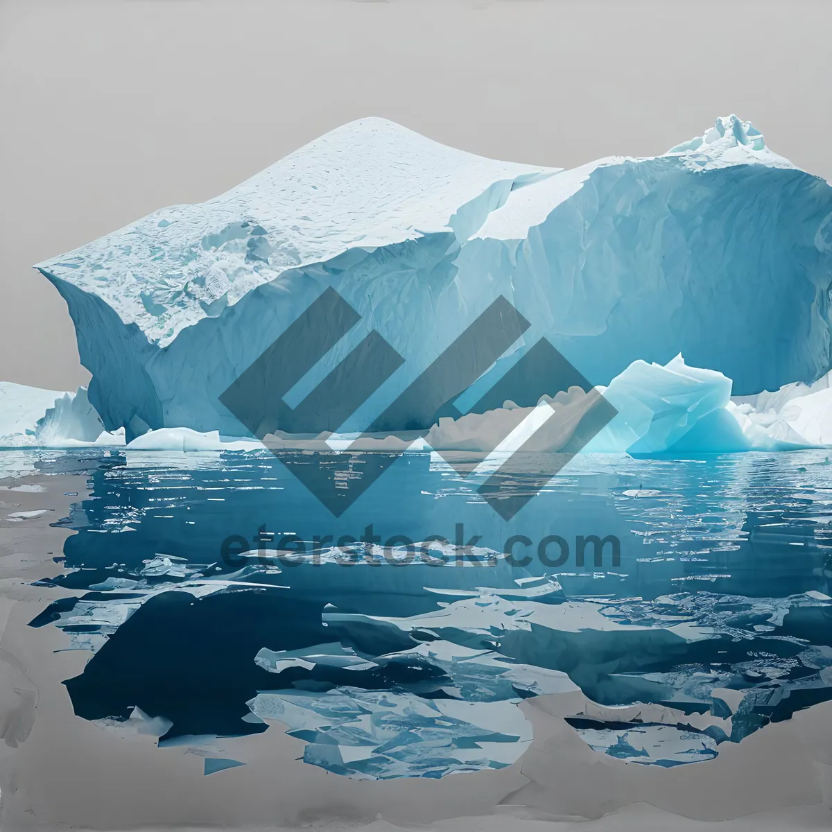 Picture of Arctic Glacier Reflection on Icy Ocean