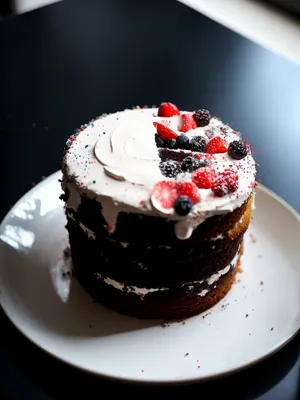 Sweet Strawberry Chocolate Cake with Fresh Berry Topping