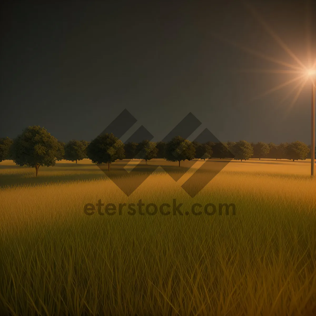 Picture of Vibrant countryside with golden wheat fields under cloudy sky