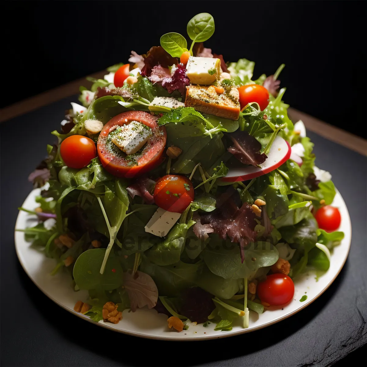 Picture of Healthy vegetarian salad with fresh cherry tomatoes.