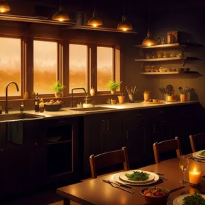 Modern Kitchen Interior with Elegant Dining Area