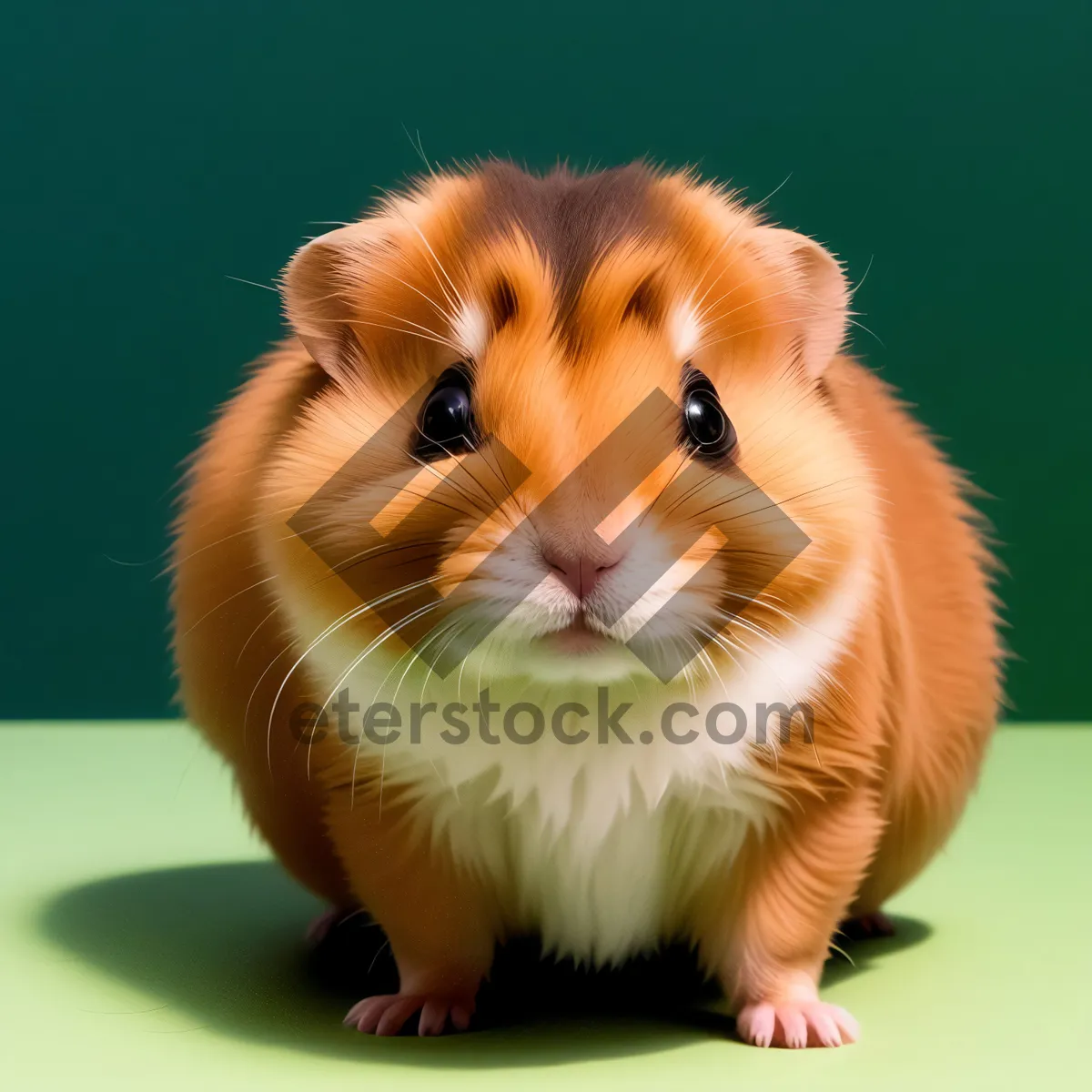 Picture of Cute Guinea Pig with Fluffy Ears and Furry Brown Fur