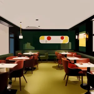 Modern luxury restaurant interior design with wooden furniture.