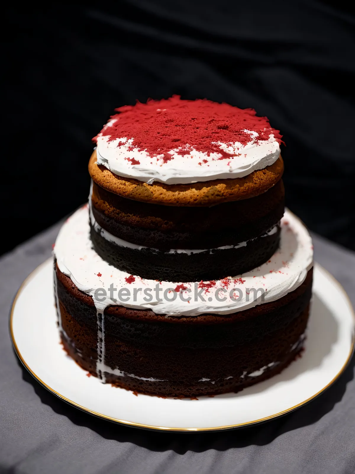 Picture of Gourmet Chocolate Cake with Fruit and Cream