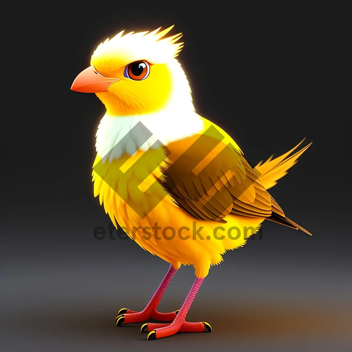 Picture of Cheerful Yellow Bird in Cartoon Style Habitat