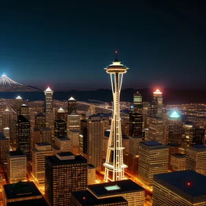 Vibrant Urban Nightscape with Majestic Skyscrapers