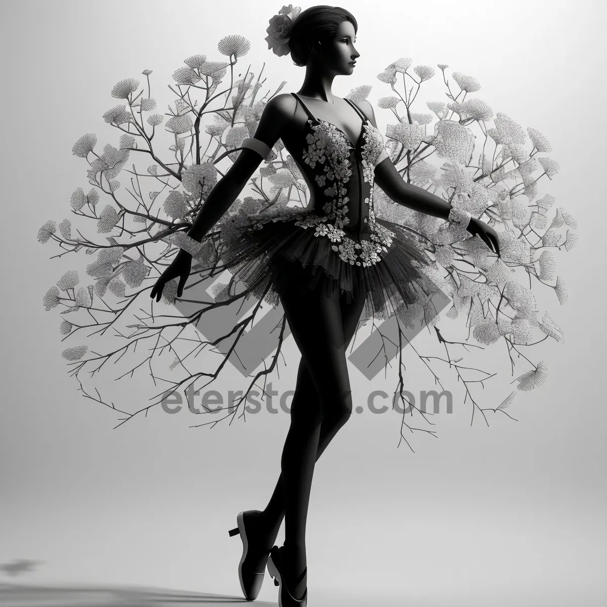 Picture of Silhouette of a black man dancing gracefully in motion.