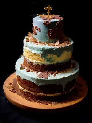 Delicious cake with fresh fruit toppings