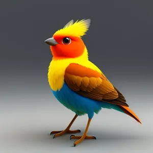 Cute Yellow Feathered Bird in Studio
