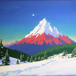 Winter Wonderland: Majestic Snowy Mountain Peaks in the Alps.