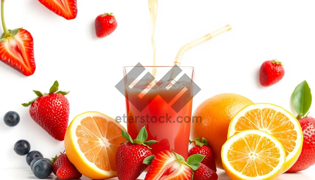 Picture of Refreshing Citrus Fruit Juice with Organic Strawberries and Oranges