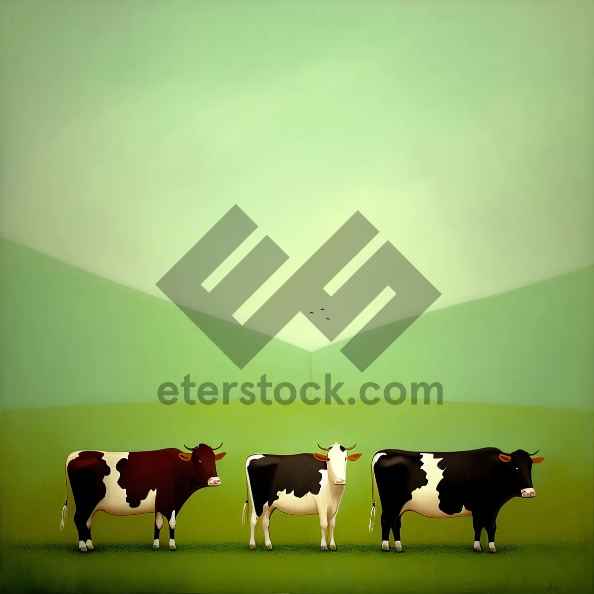 Picture of Bucolic Farm Landscape with Grazing Black Cows