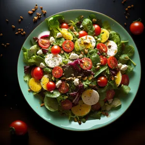 Fresh and Healthy Vegetable Salad with Olive Oil Dressing