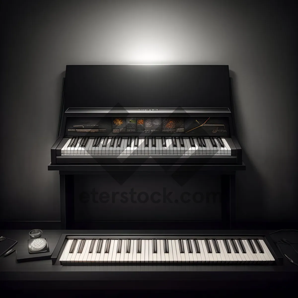 Picture of Black Upright Keyboard: Versatile Musical Instrument for Powerful Sounds