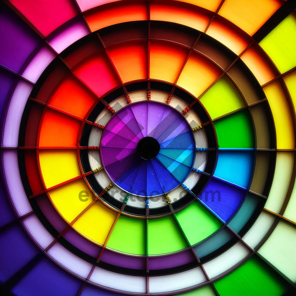 Picture of Mosaic Window: Modern Fractal Design with Colorful Circle Pattern