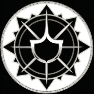 Sleek graphic black sign design with iconic symbols