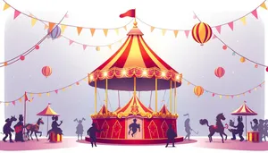 Carousel Celebration Ride Artistic Canvas Tent Display Mechanical Mechanism