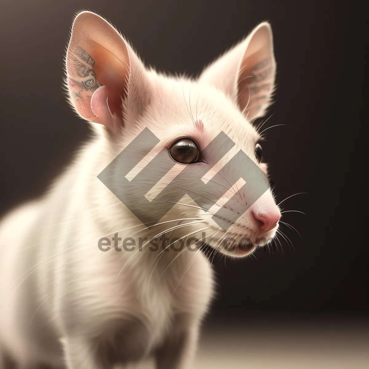 Picture of Curious White Kitten with Fluffy Fur and Whiskers