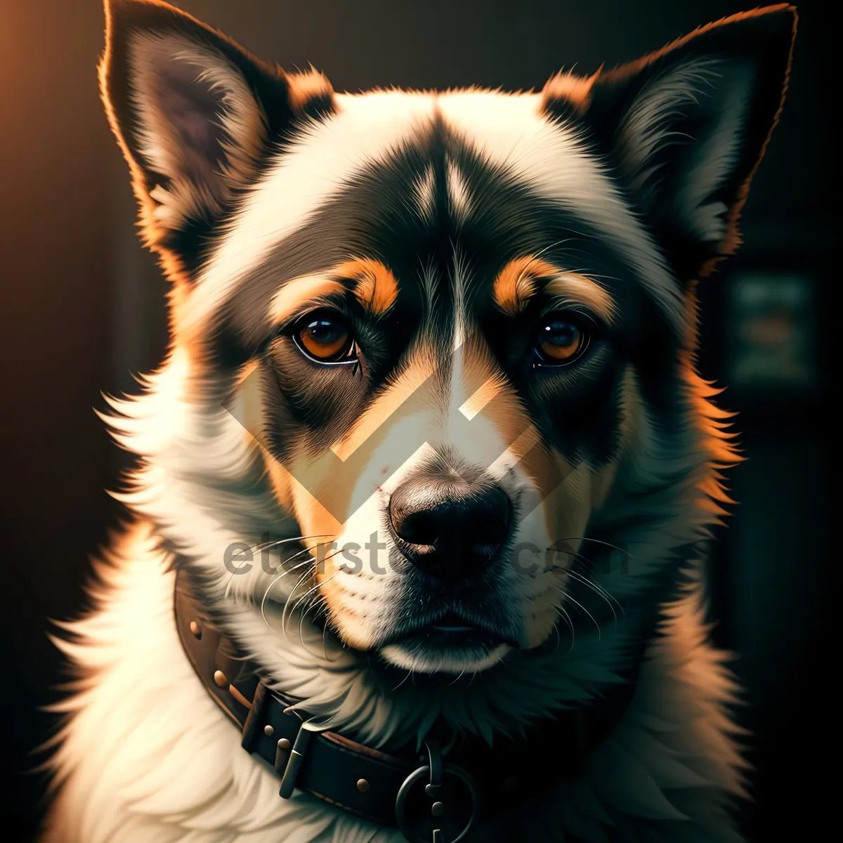 Picture of Adorable Border Collie Puppy Portrait in Studio