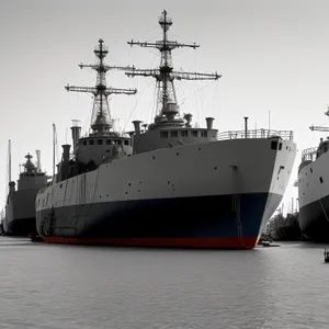 Navy Warship at Ocean Port