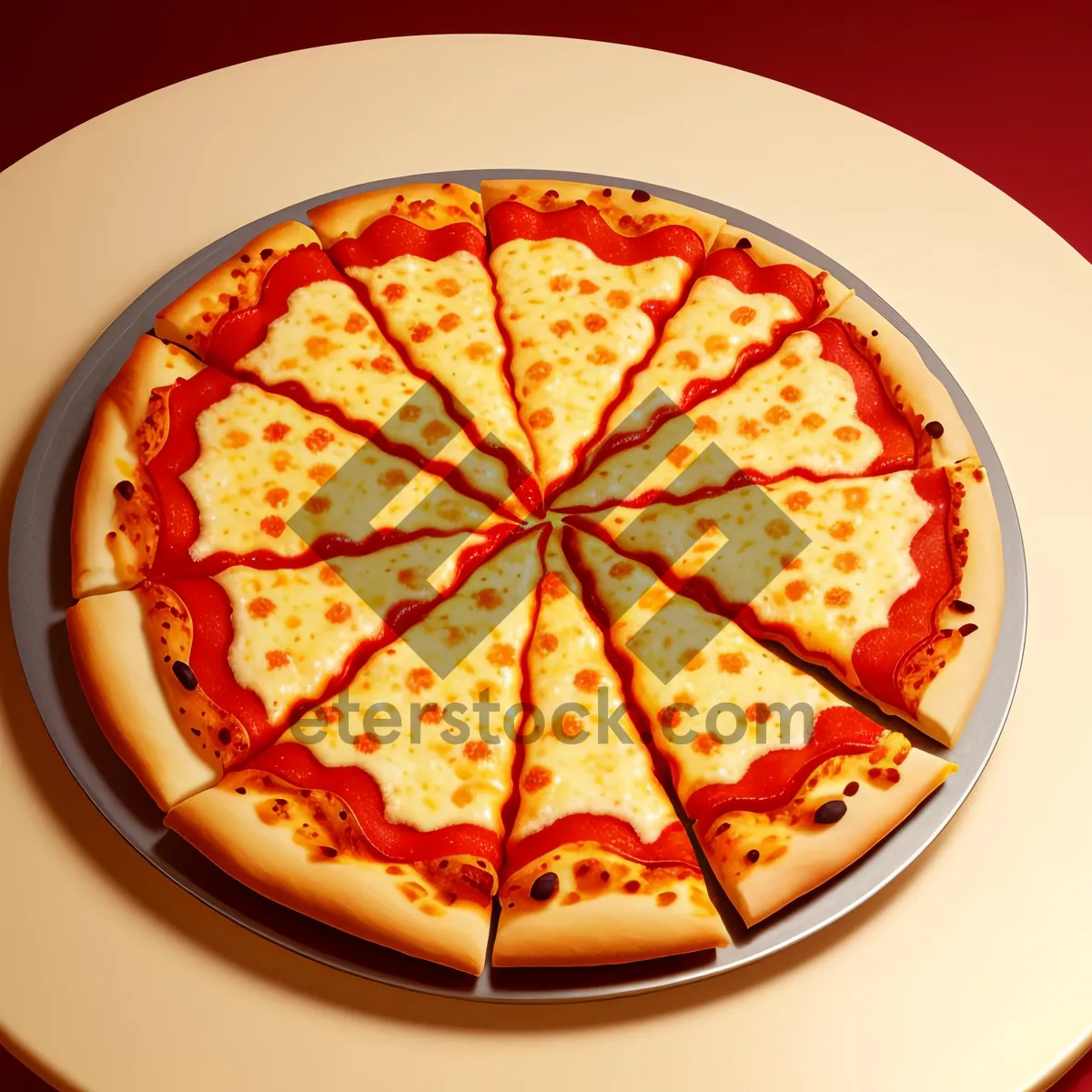 Picture of Delicious Gourmet Pizza Slice with Pepperoni and Cheese