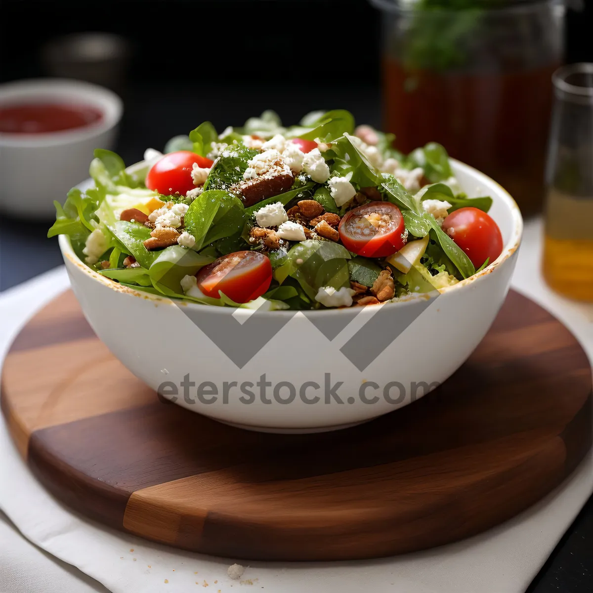 Picture of Gourmet Vegetarian Salad with Fresh Vegetables and Sauce