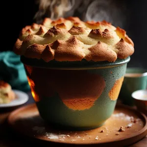 Delicious Morning Cup of Cocoa and Muffin