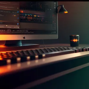 Modern Laptop with Keyboard on Office Desk