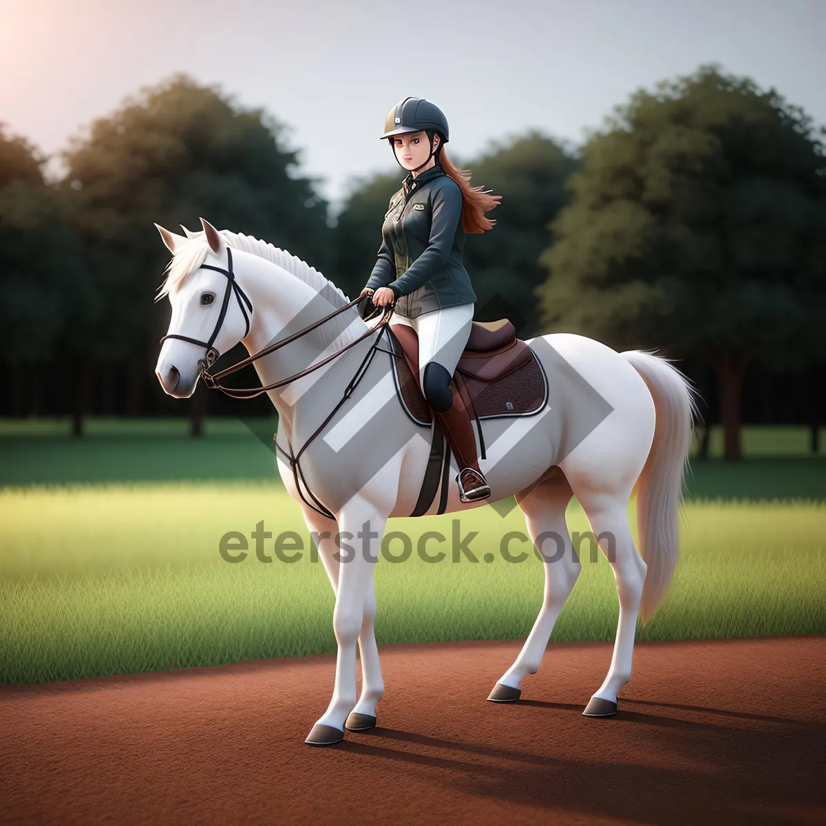 Picture of Stallion Polo Player Galloping with Mallet