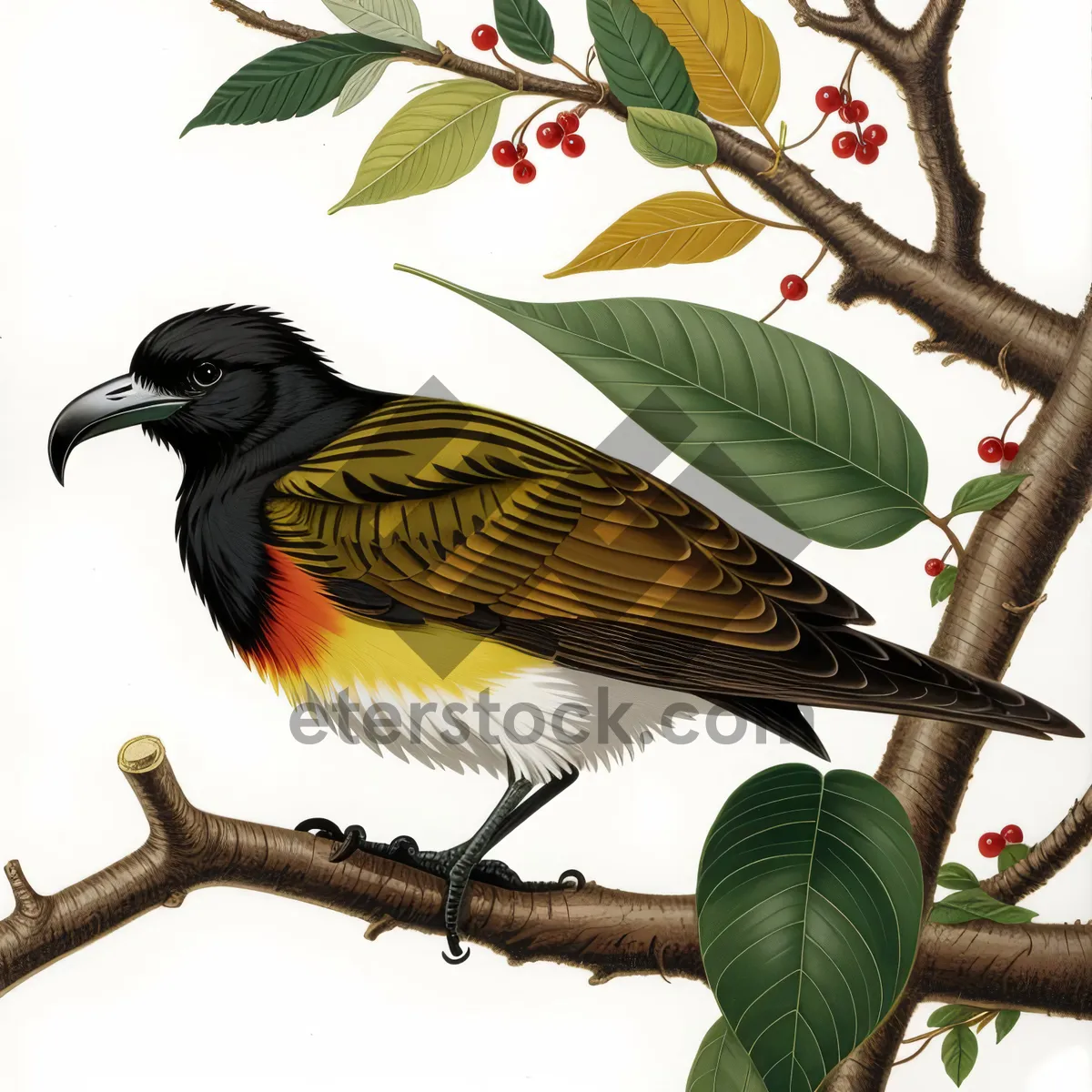 Picture of Colorful tropical bird with large beak and feathers