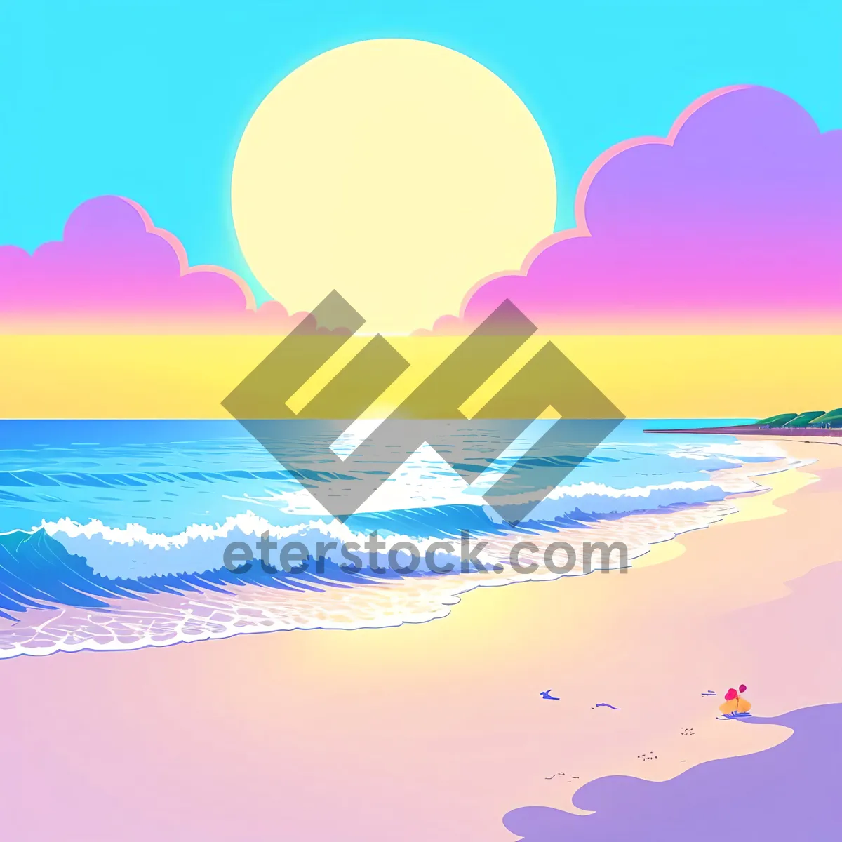 Picture of Serene Beachscape: Majestic Waves Meet Sandy Shores