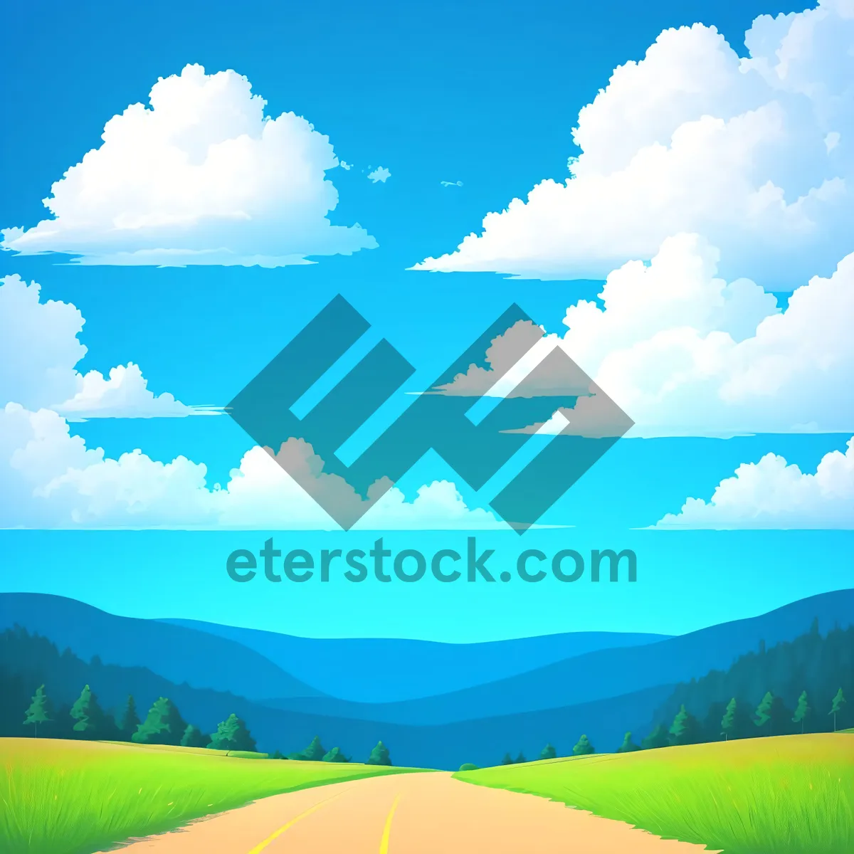 Picture of Serene Countryside Meadow Under Clear Skies