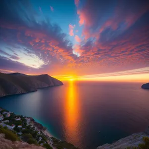 Serene Sunset over the Ocean's Horizon
