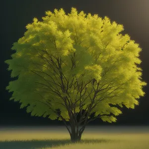 Golden Acacia: Rustic Autumn Landscape with Trees and Meadow