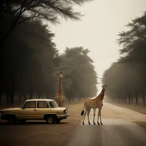 Wild Safari: Tall Giraffe Grazing in South African Wilderness