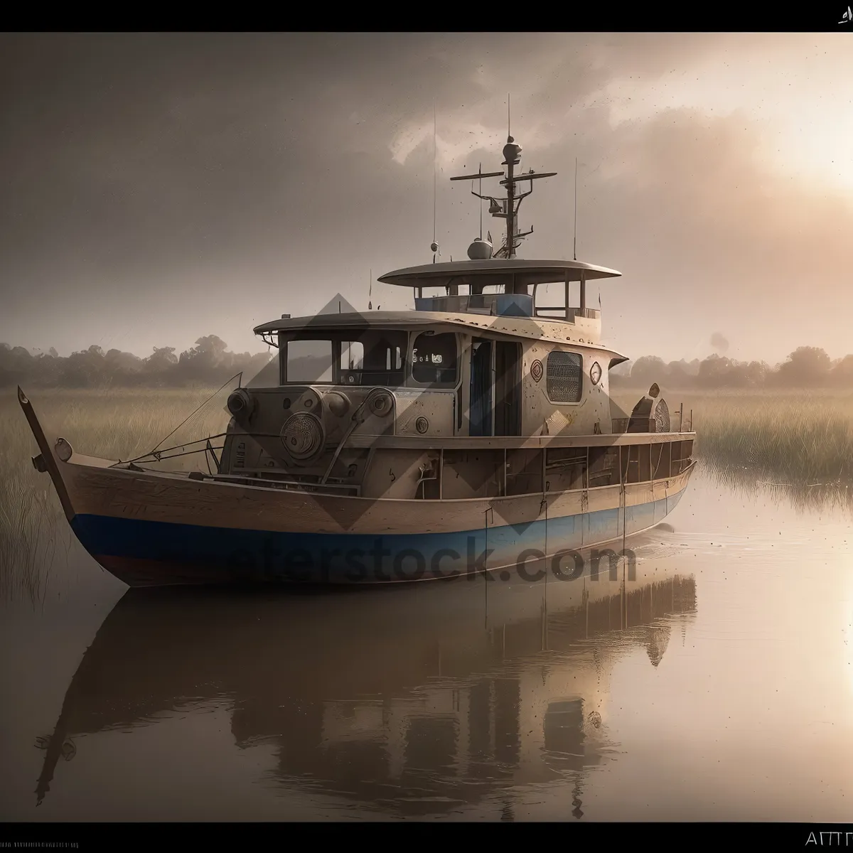 Picture of Serene Sea Dreams: Fishing Boat Amidst Nautical Charm