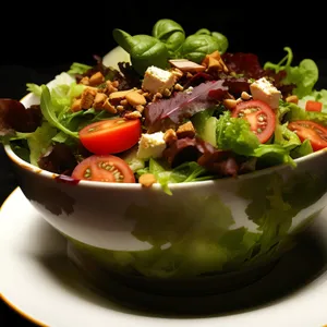 Healthy Fresh Salad with Basil and Tomatoes