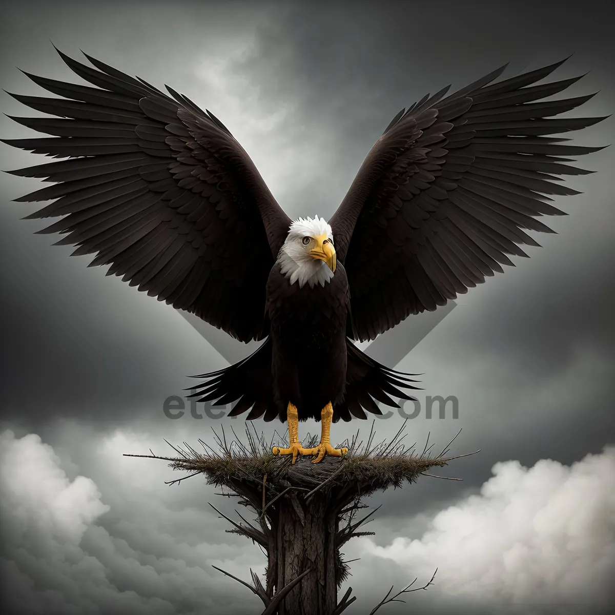 Picture of Majestic Bald Eagle Gliding Through the Sky