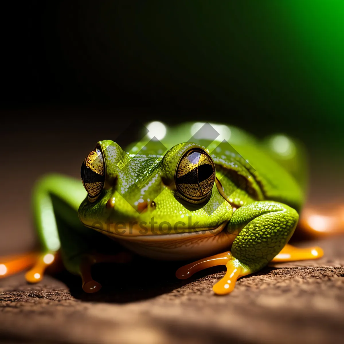 Picture of Orange-eyed Tree Frog Peeping Out from Tree