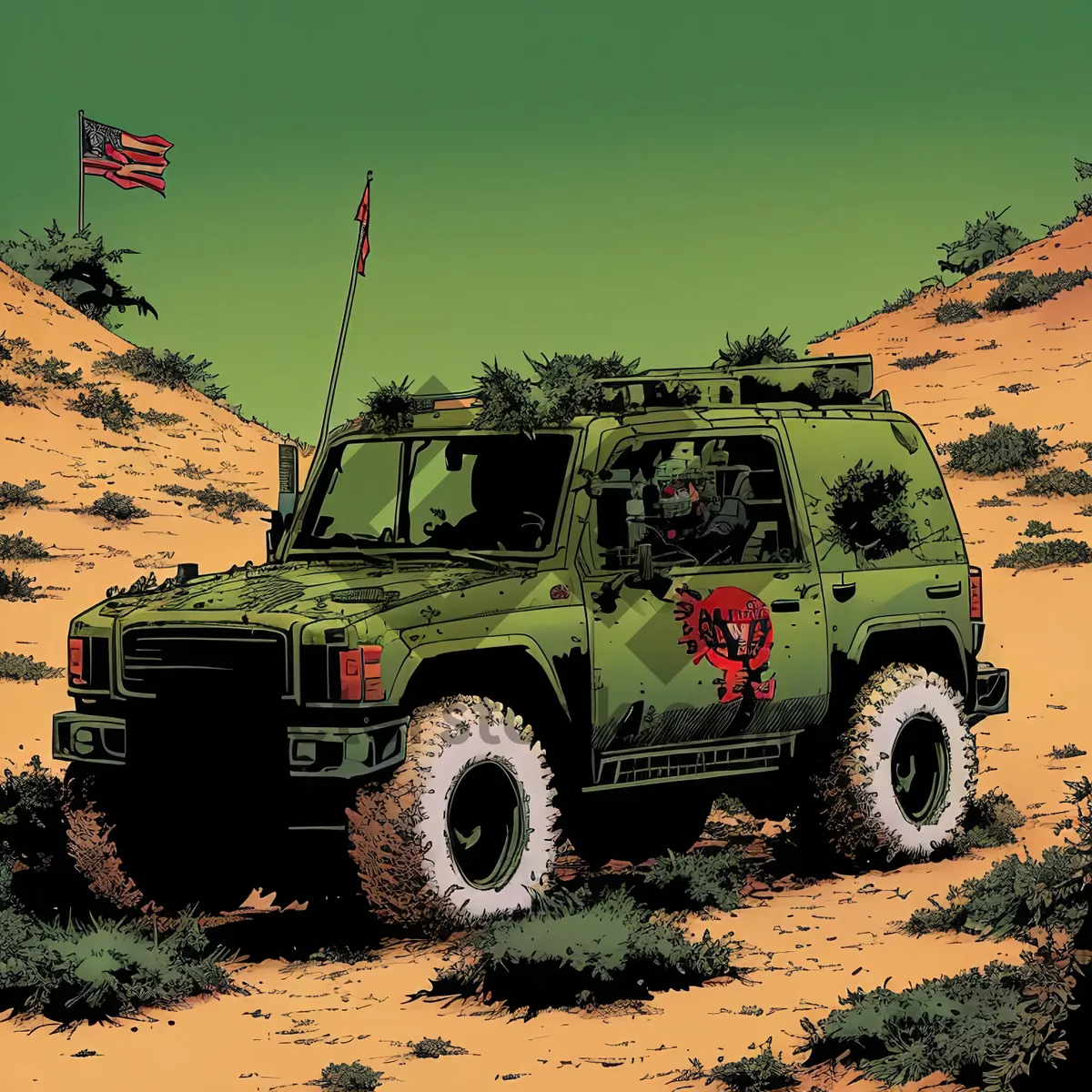 Picture of Off-Road Adventure: Military Jeep Tackling Dirt Trail