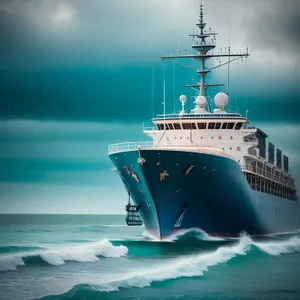 Coastal Cruise Ship Docked at Summer Port