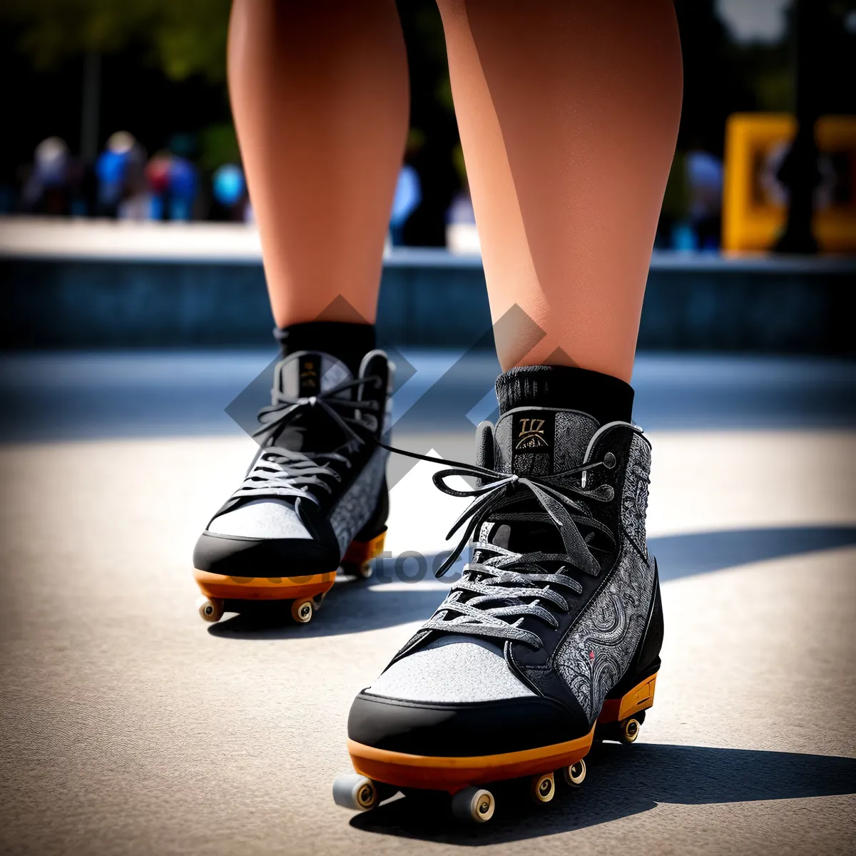 Picture of Stylish black leather skate shoes with rubber sole