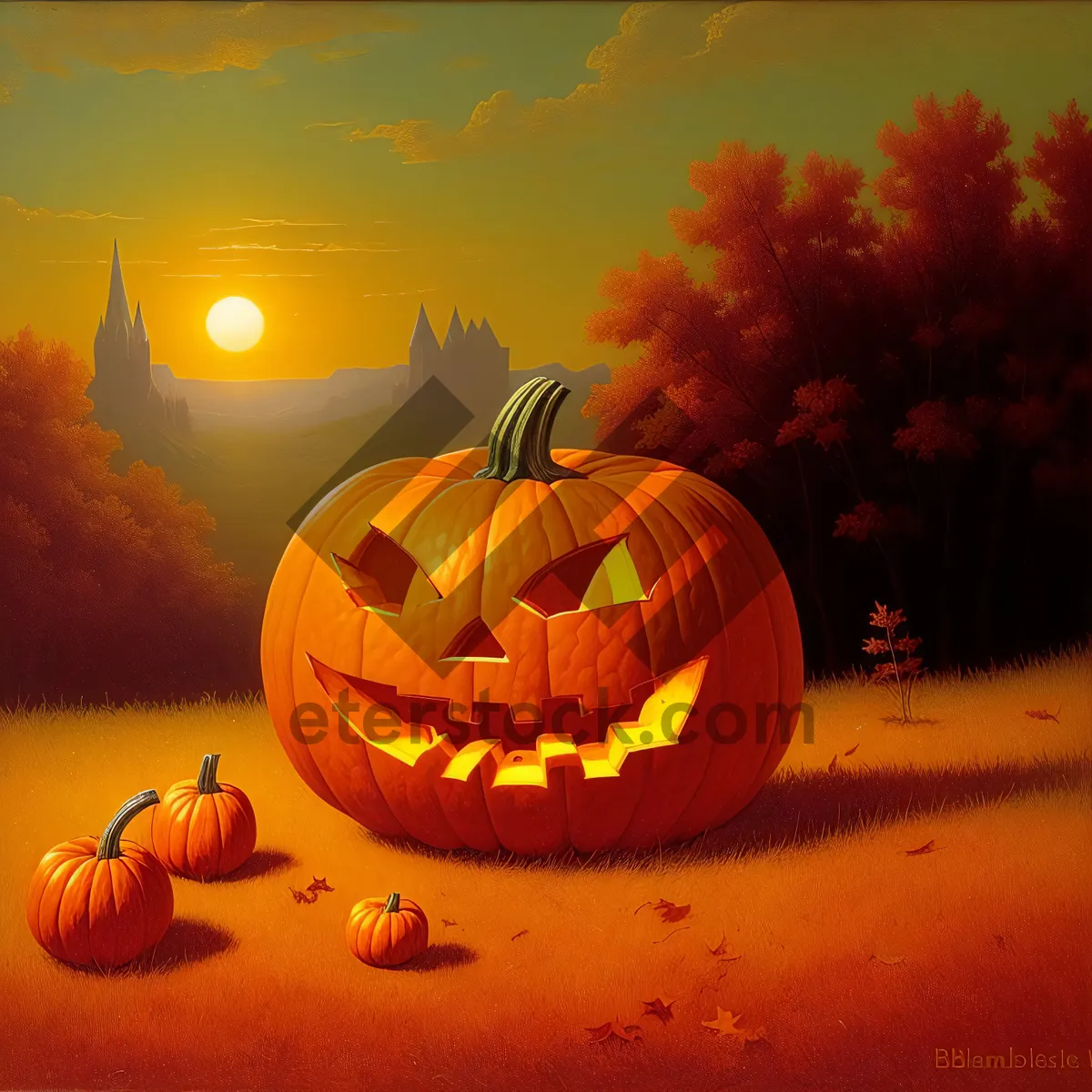 Picture of Nightfall Pumpkin Jack-o'-Lantern: Glowing Autumn Decoration