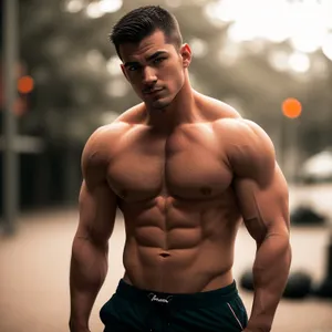 Ripped Athlete Flexing Powerful Biceps