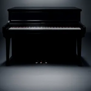 Black piano music stool with upright keyboard instrument.